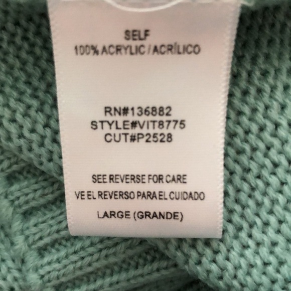 The Vintage Shop Reve Sweater One Shoulder Green Cable Knit SZ L NWT - Picture 7 of 7